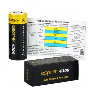 Аккумулятор Aspire INR 26650 (40А, 3.7V) 4300 mAh